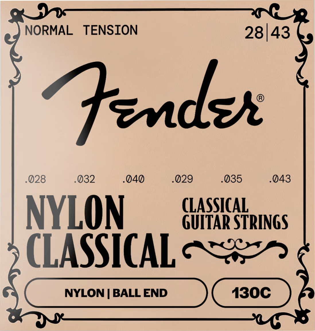 Fender 130 Classical/Nylon Guitar Strings - Ball End Normal Tension