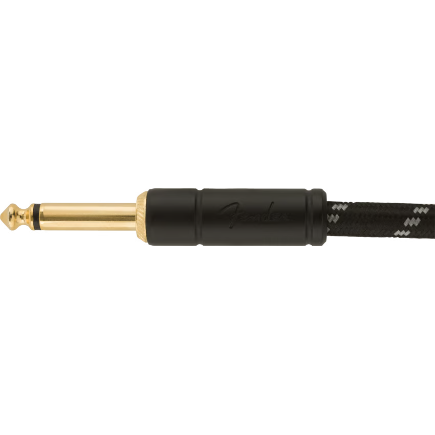 Fender Deluxe Series Tweed Instrument Cable - Straight to Right Angle - 15 foot Black Tweed