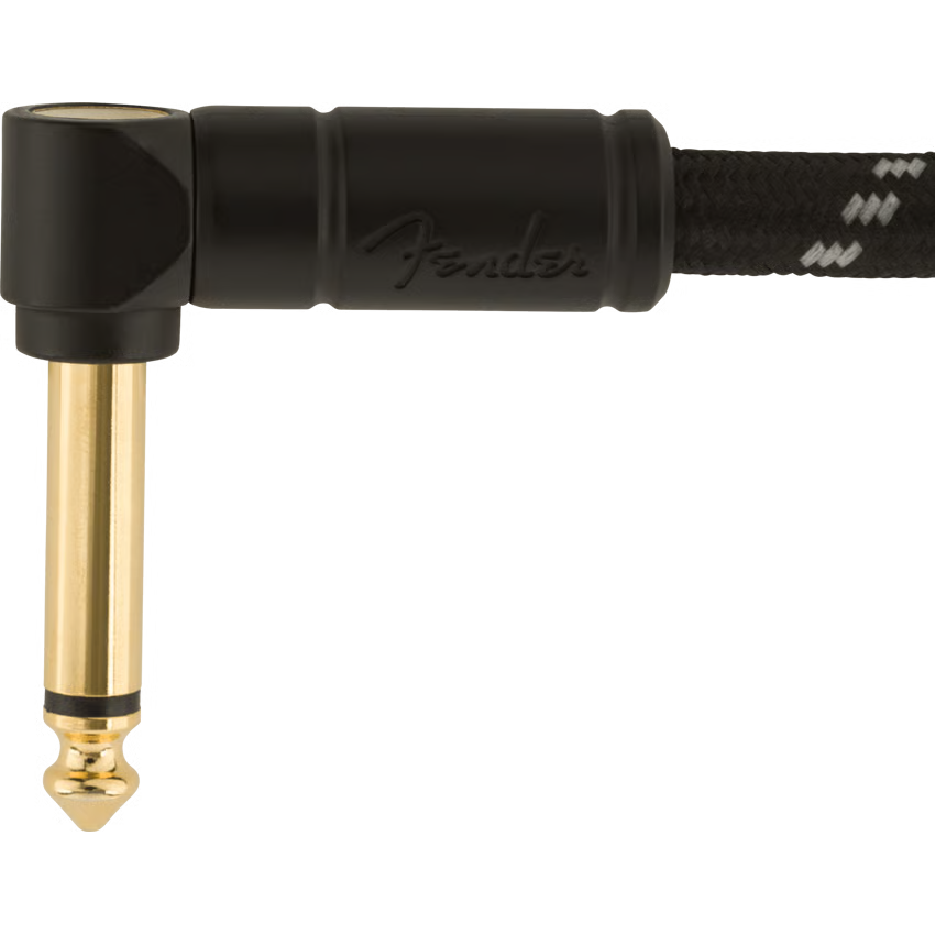 Fender Deluxe Series Tweed Instrument Cable - Straight to Right Angle - 15 foot Black Tweed