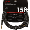 Fender Deluxe Series Tweed Instrument Cable - Straight to Right Angle - 15 foot Black Tweed