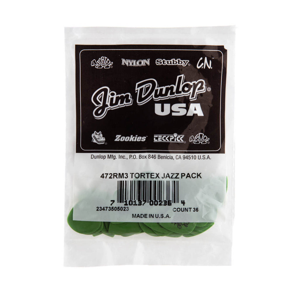 Dunlop Tortex Jazz III Guitar Picks Medium - 0.88mm, Green, 6-pack