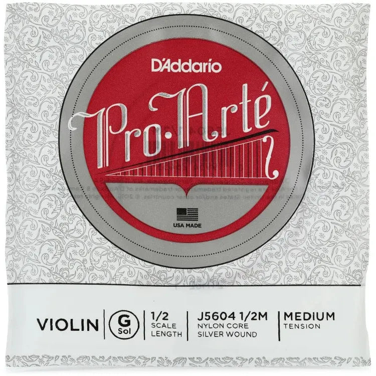 D'Addario J5604 Pro-Arte Violin G String - 1/2 Size, Medium Tension
