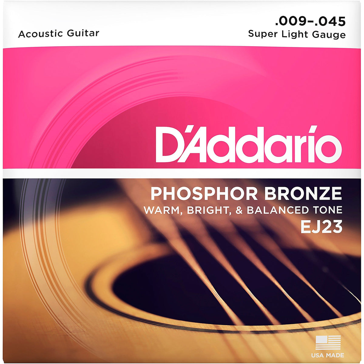 D'Addario EJ23 Phosphor Bronze Acoustic Guitar Strings - .009-.045 Super Light