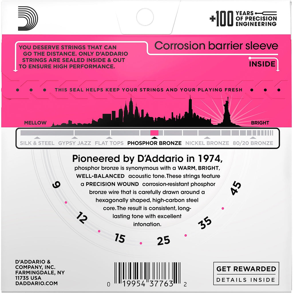 D'Addario EJ23 Phosphor Bronze Acoustic Guitar Strings - .009-.045 Super Light
