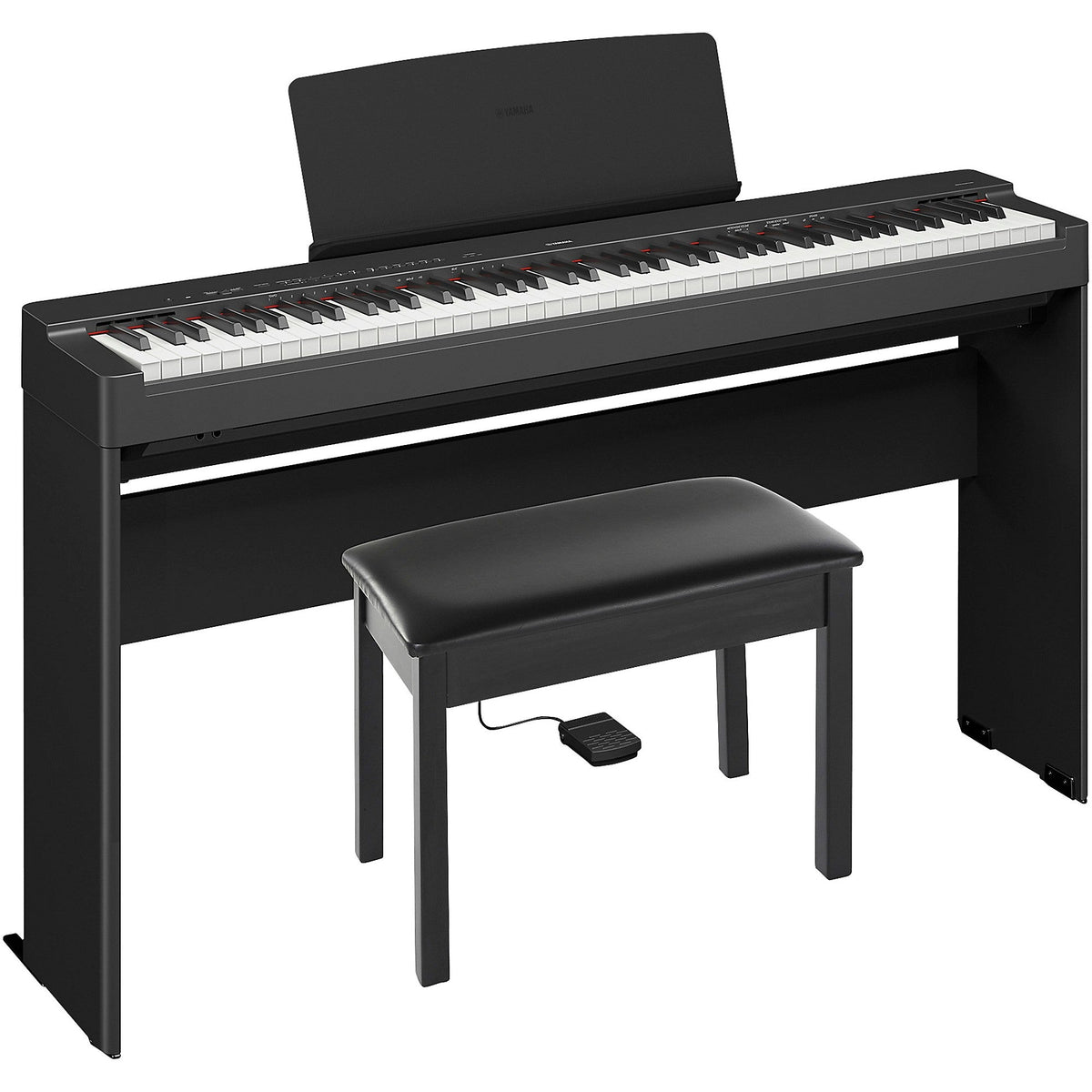 Yamaha P-225B Bundle with L200 Stand and BB1 Bench - Black