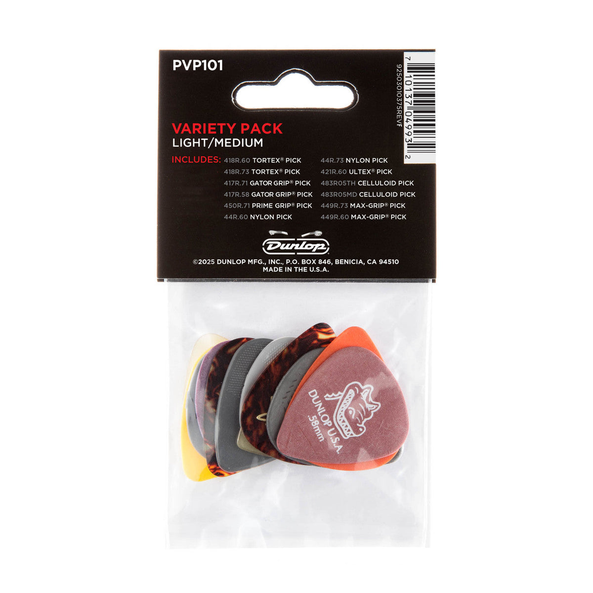 Dunlop Guitar Pick Variety Pack - .58mm-.73mm, Assorted Colors, 12-pack