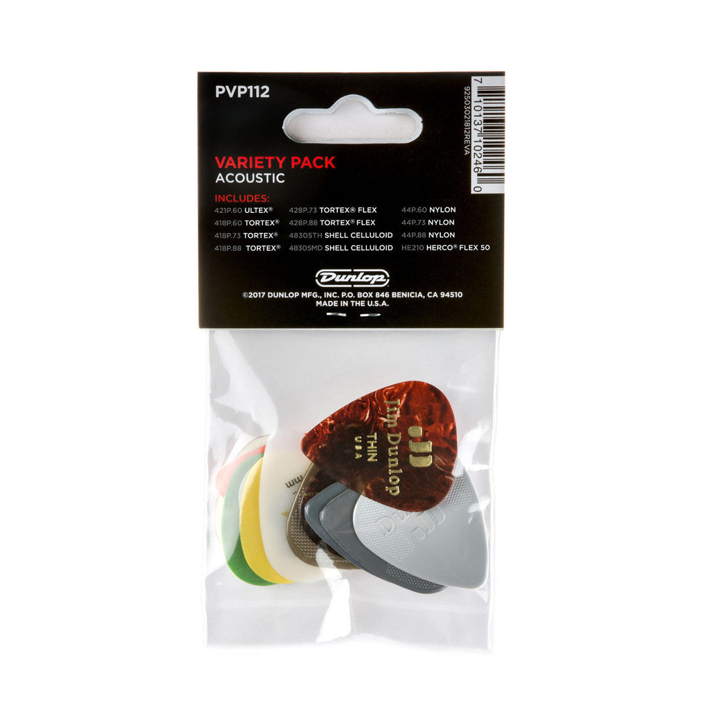 Dunlop PVP112 Acoustic Guitar Picks Variety Pack - 12-Pack