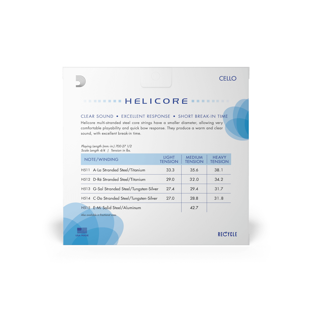D'Addario H511 4/4H Helicore Cello A String - 4/4 Size - Heavy Tension