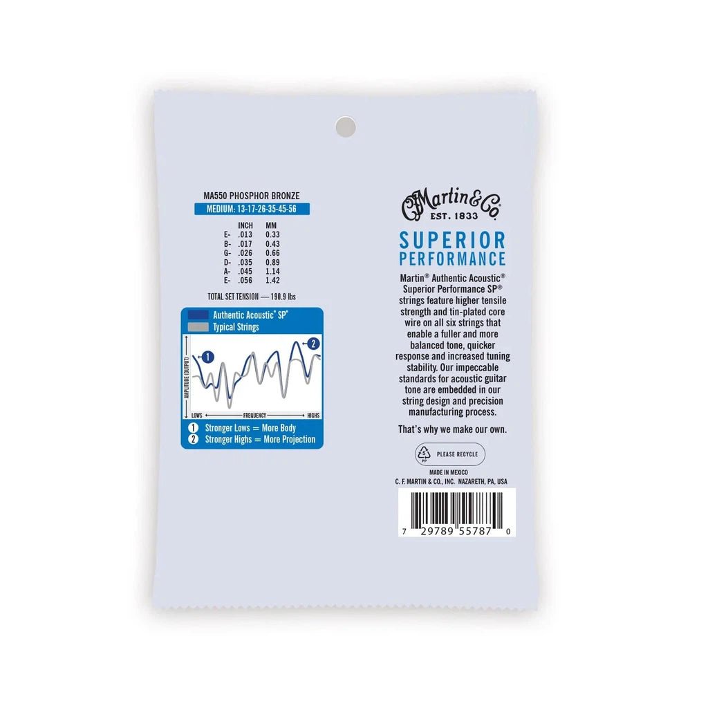 Martin Authentic Acoustic Superior Performance 92/8 Phosphor Bronze Guitar Strings