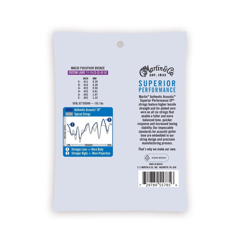 Martin Authentic Acoustic Superior Performance 92/8 Phosphor Bronze Guitar Strings