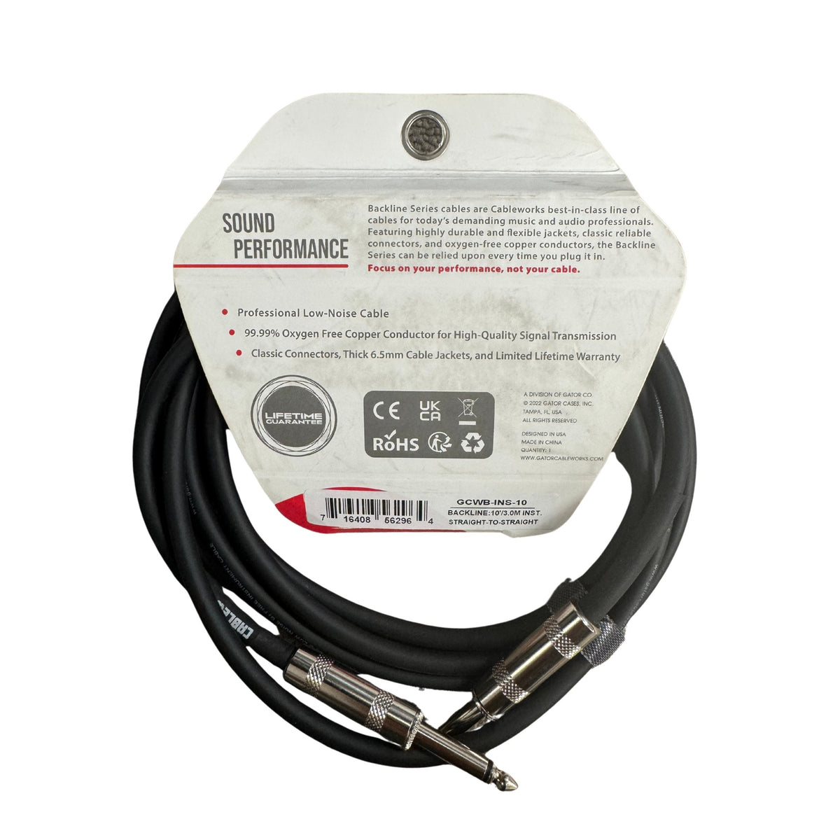 Gator Cableworks Backline Series Instrument Patch Cable