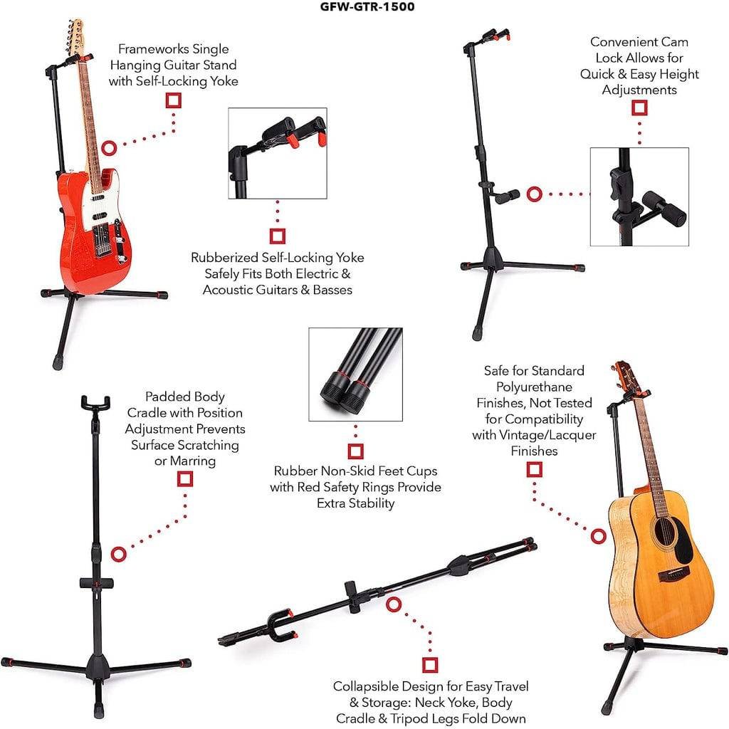Gator Frameworks GFW-GTR-1500 Hanging Guitar Stand with Locking Neck Cradle