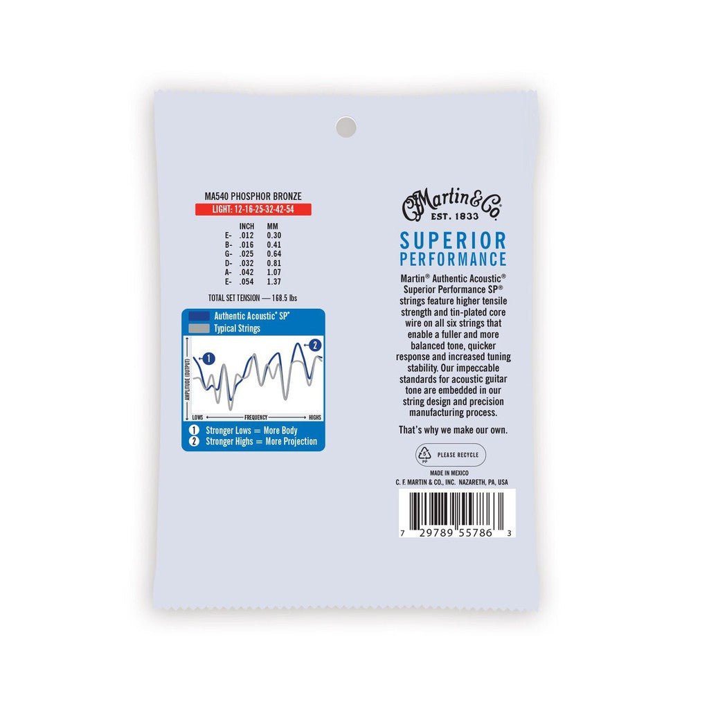 Martin Authentic Acoustic Superior Performance 92/8 Phosphor Bronze Guitar Strings