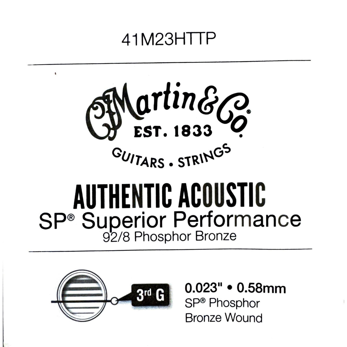 Martin Authentic Acoustic SP 92/8 Phosphor Bronze Acoustic Guitar Single String