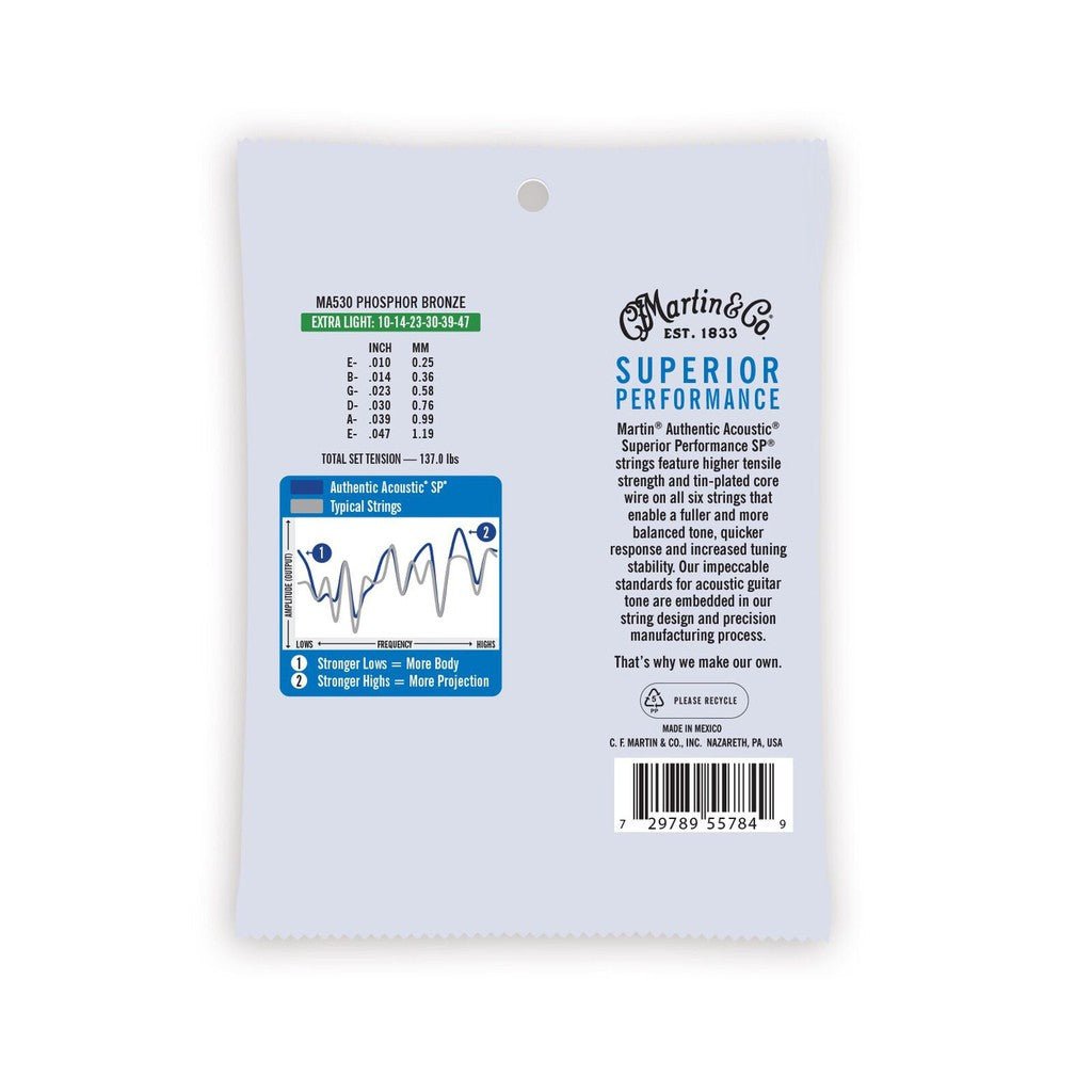 Martin Authentic Acoustic Superior Performance 92/8 Phosphor Bronze Guitar Strings